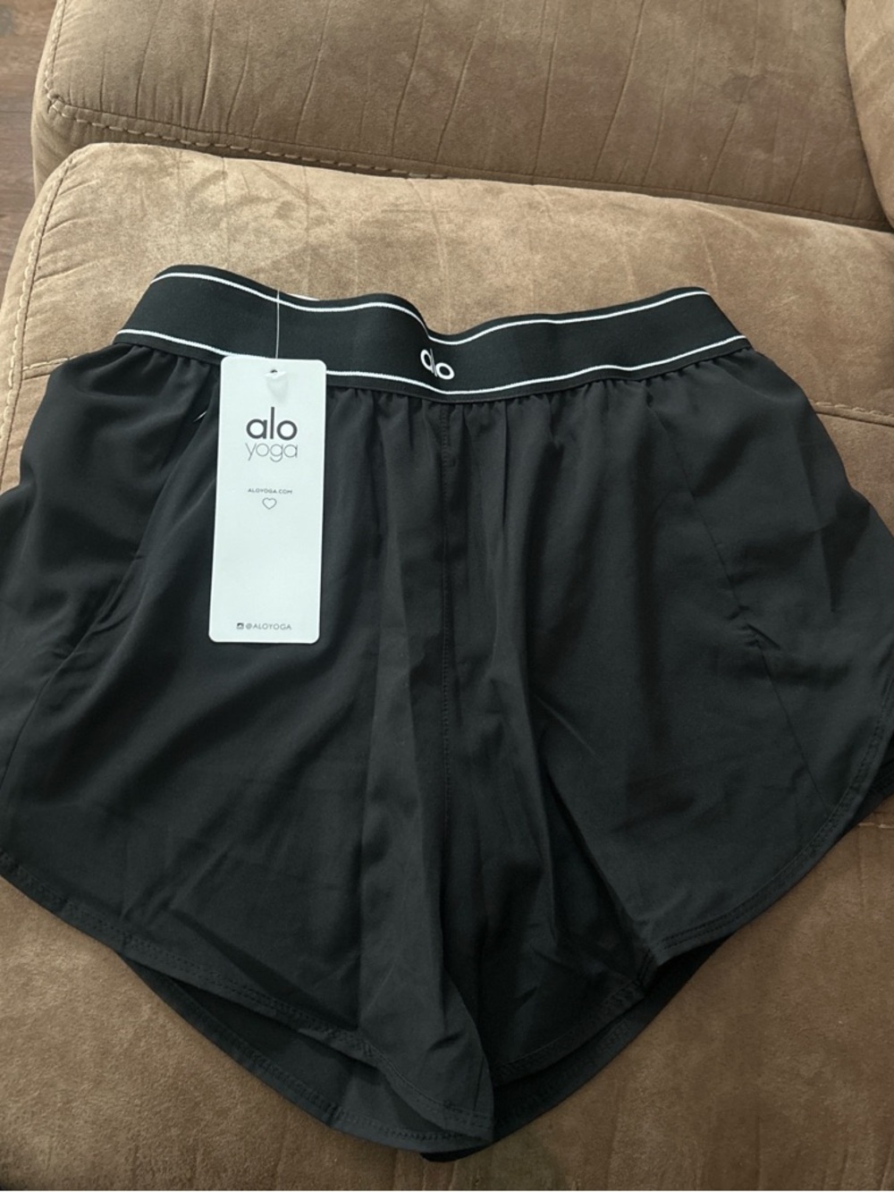 ALO Yoga Black Athletic Shorts with Contrast Waistband